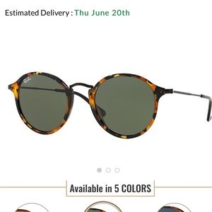 Ray-Ban Round Fleck Tortoise Sunglasses New In Box